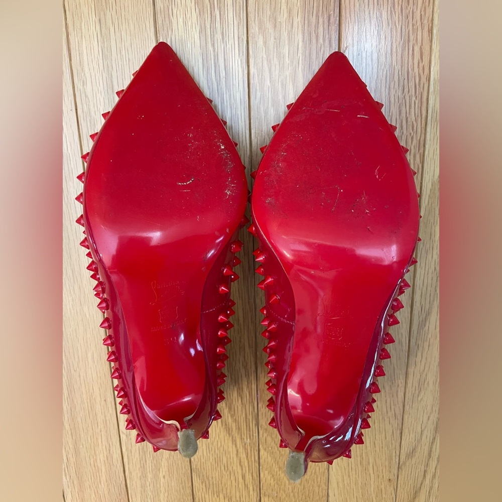 Christian Louboutin Red Spiked Heels-runs small - Picture 8 of 8